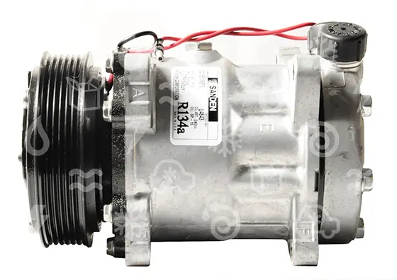 kompresor UNI SANDEN 7H15, řemenice 119 mm - PV6, 12V, připojení V